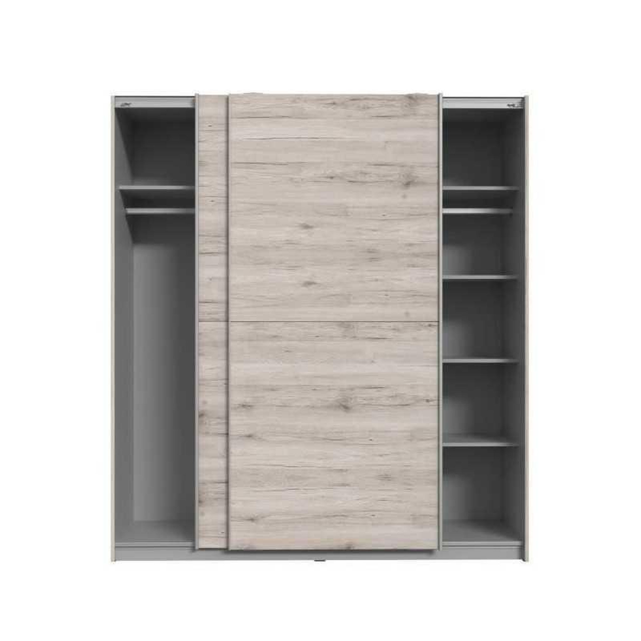 Voir la diapositive 3 : FINLANDEK Finlandek ulos armoire de chambre beige effet chêne clair, 2 portes coulissantes, 5 étagères, 2 tringles, 170,3 x 61,2 x 190,5 cm
