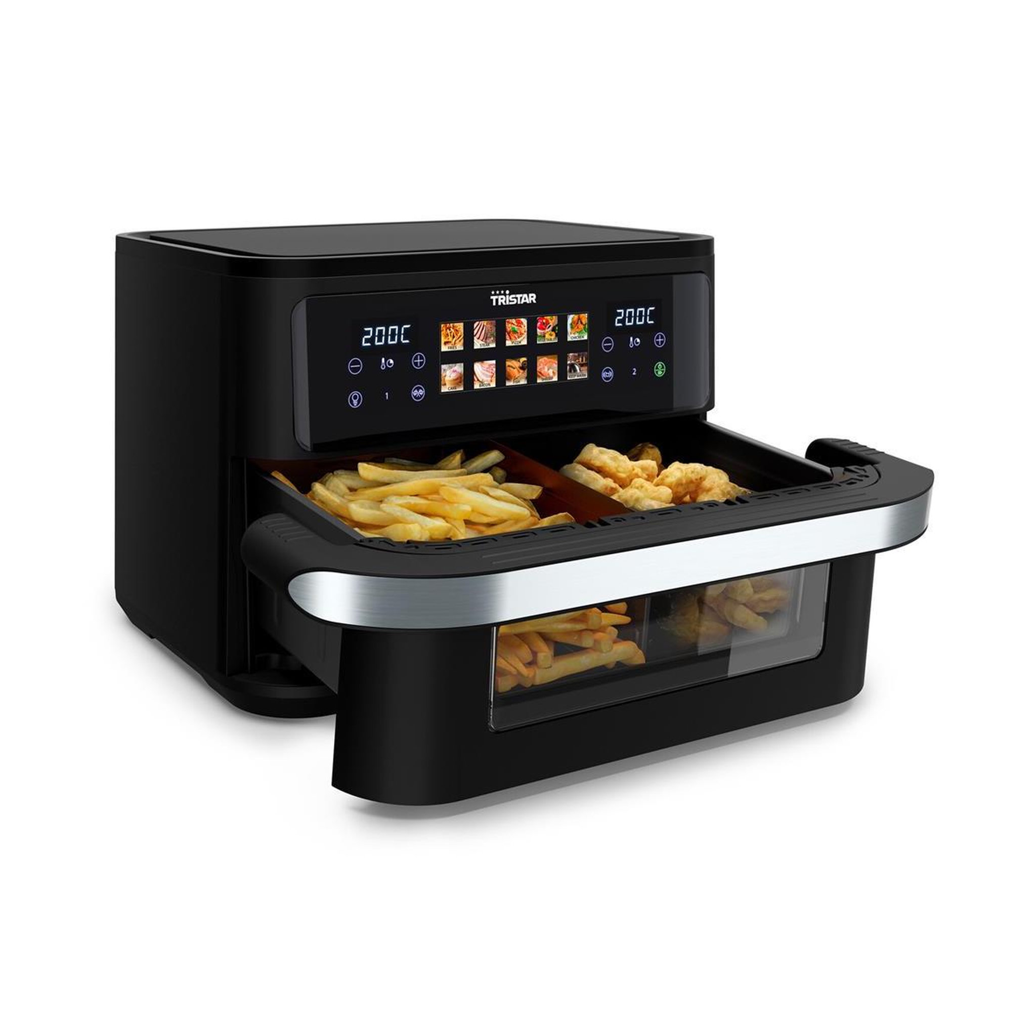 Voir la diapositive 3 : TRISTAR Tristar Double 10 L Autonome 2800 W Friteuse d'air chaud Noir, Acier inoxydable