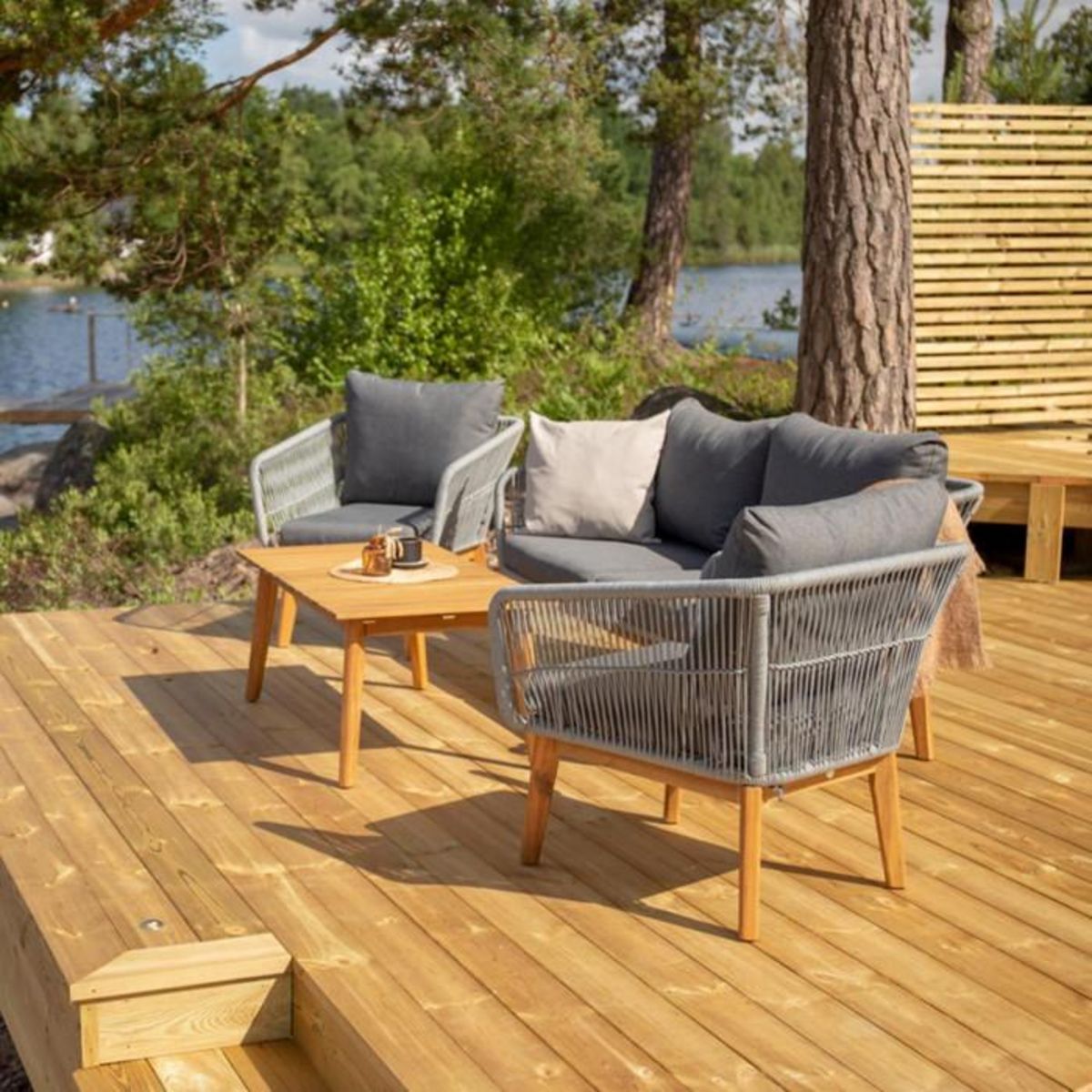 Paris Prix Salon de Jardin en Bois  Chania  164cm Gris