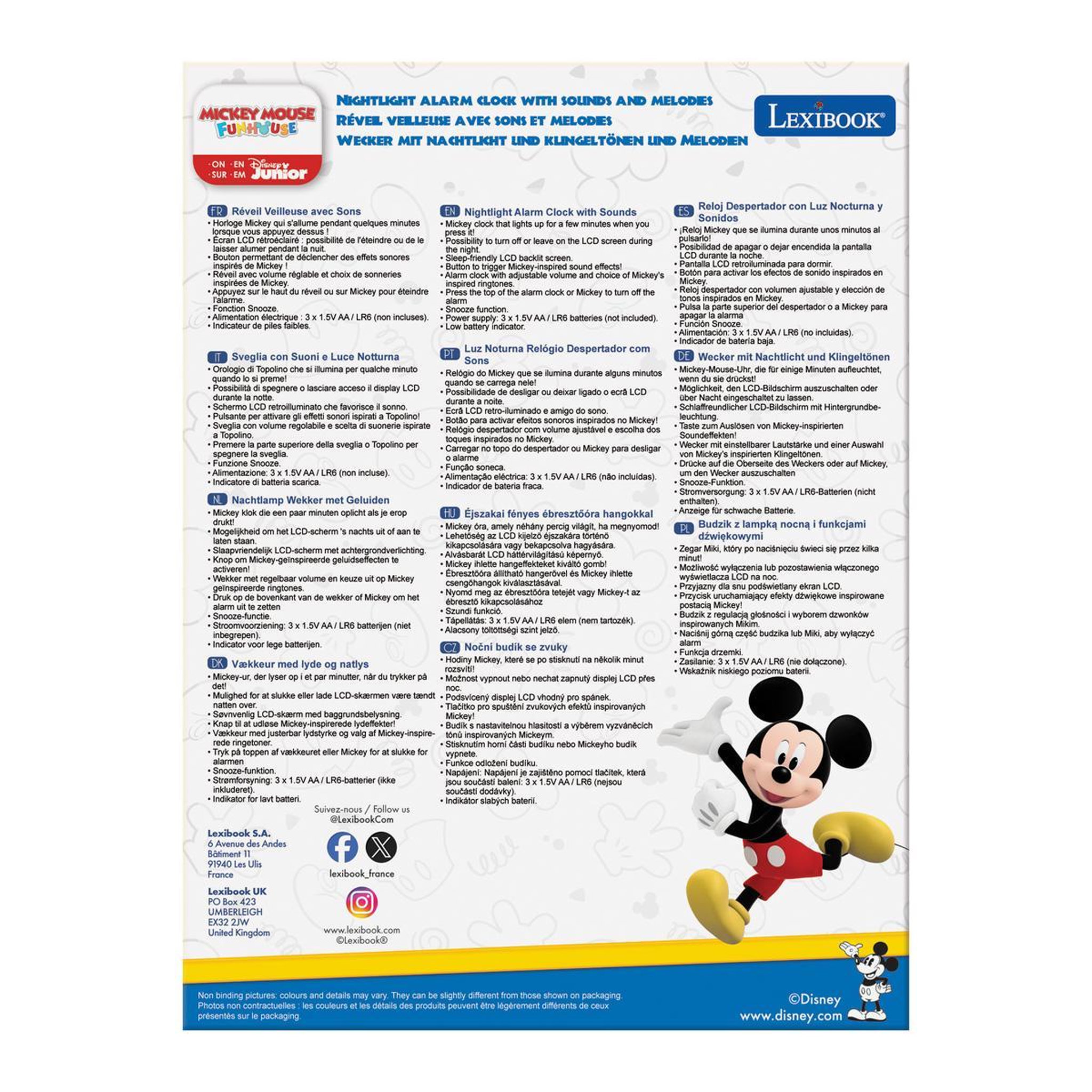 Voir la diapositive 2 : Lexibook Réveil avec veilleuse lumineuse Mickey en 3D