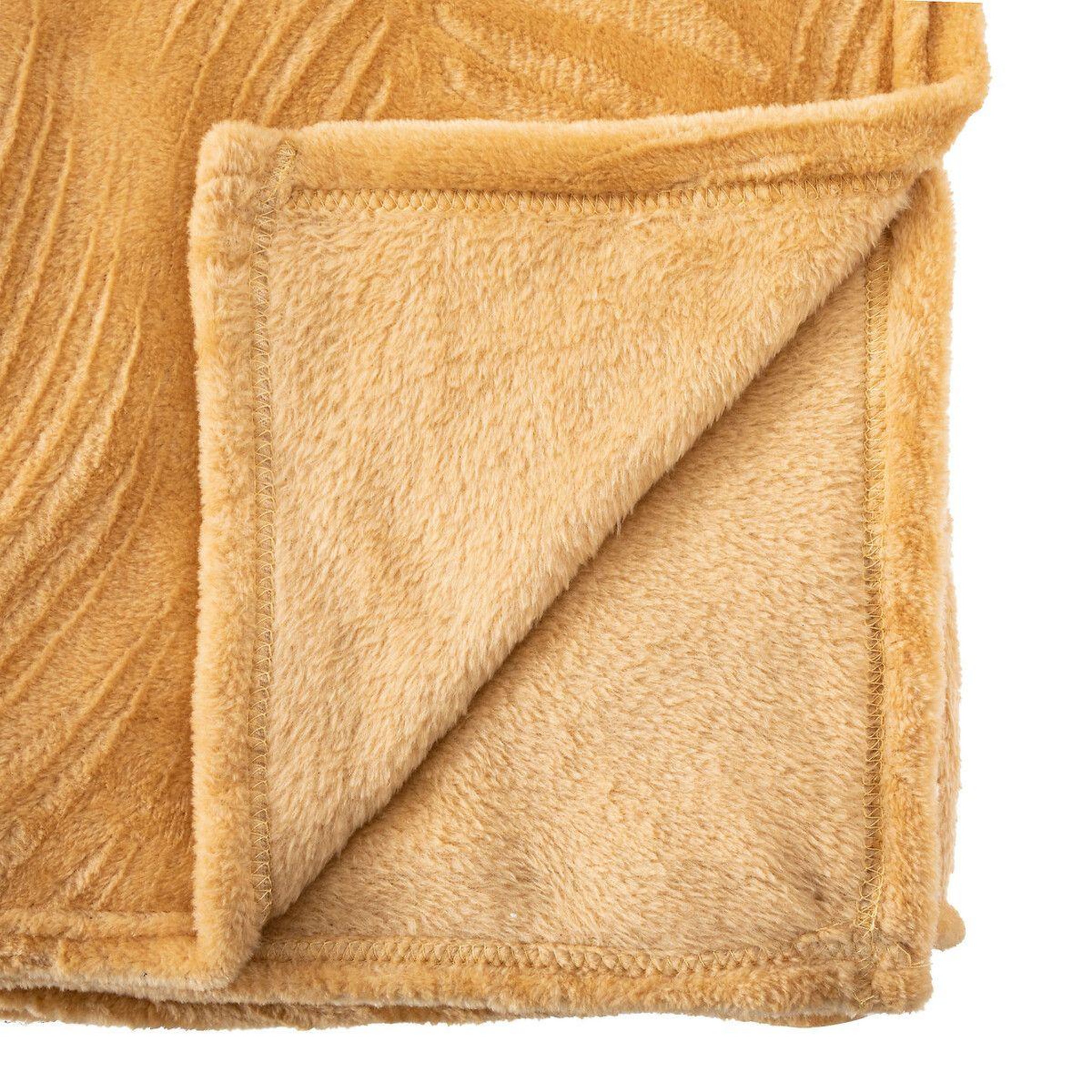 Voir la diapositive 2 : ATMOSPHERA Plaid en flanelle  zoa  125x150cm ocre