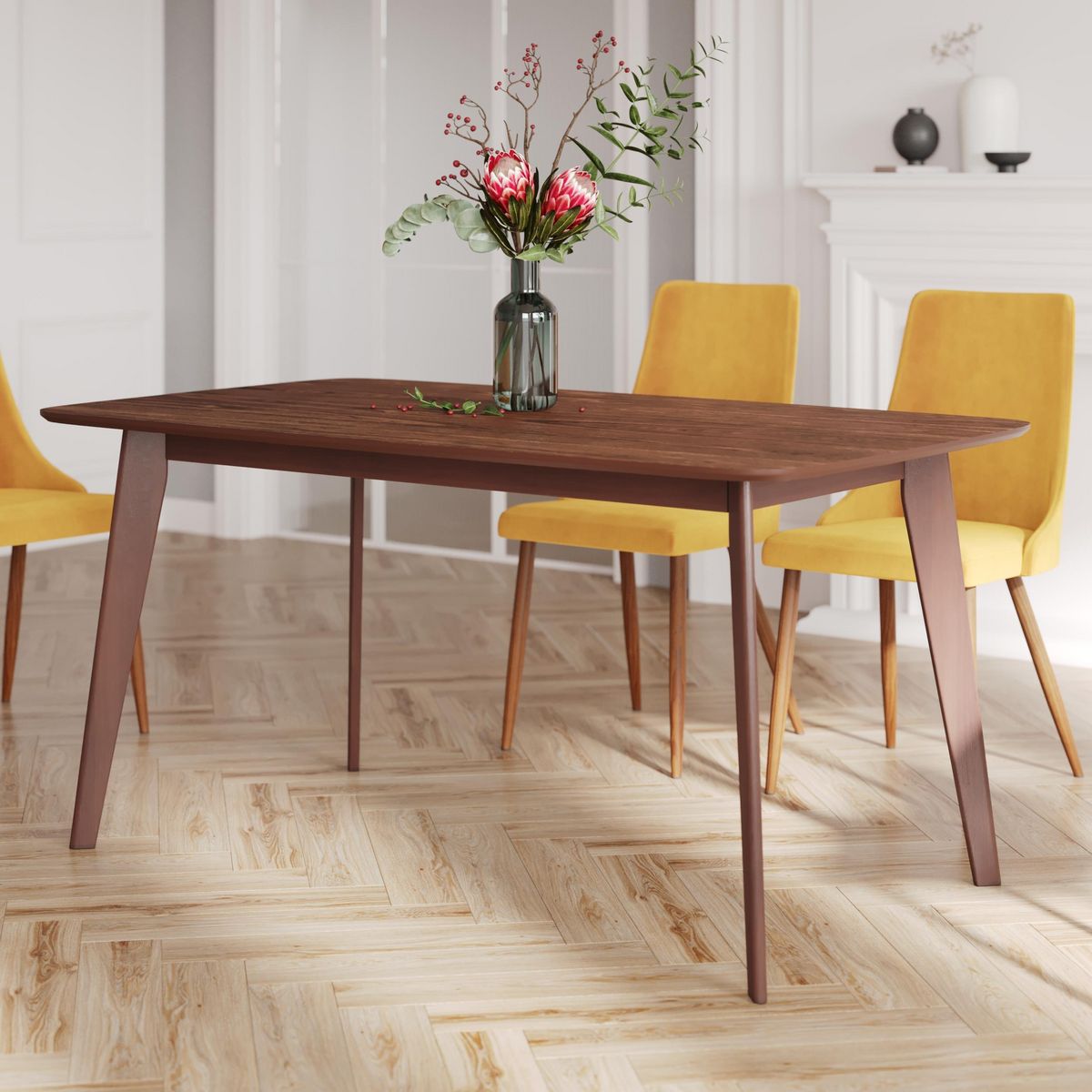 Rendez vous déco Table rectangulaire 4/6 personnes extensible en bois clair 150/180 cm - Oman