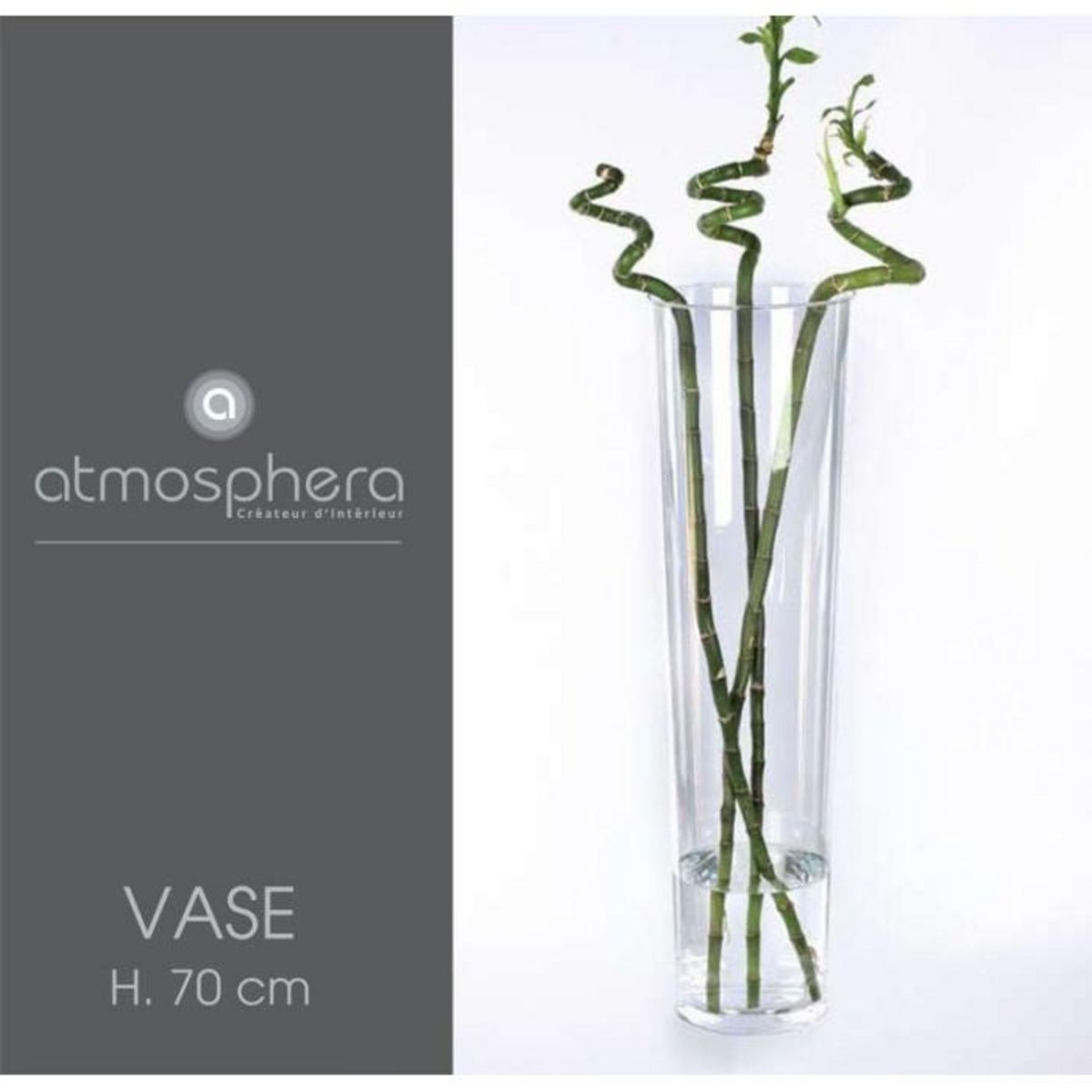 ATMOSPHERA Vase Design  Conique  70cm Transparent