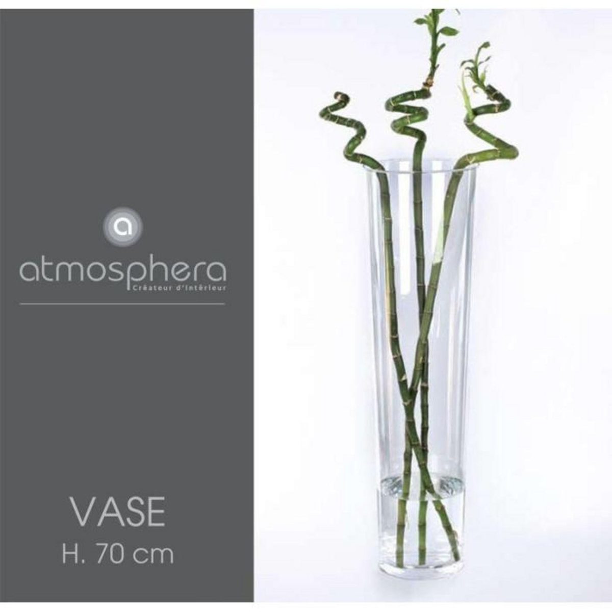 ATMOSPHERA Vase Design  Conique  70cm Transparent