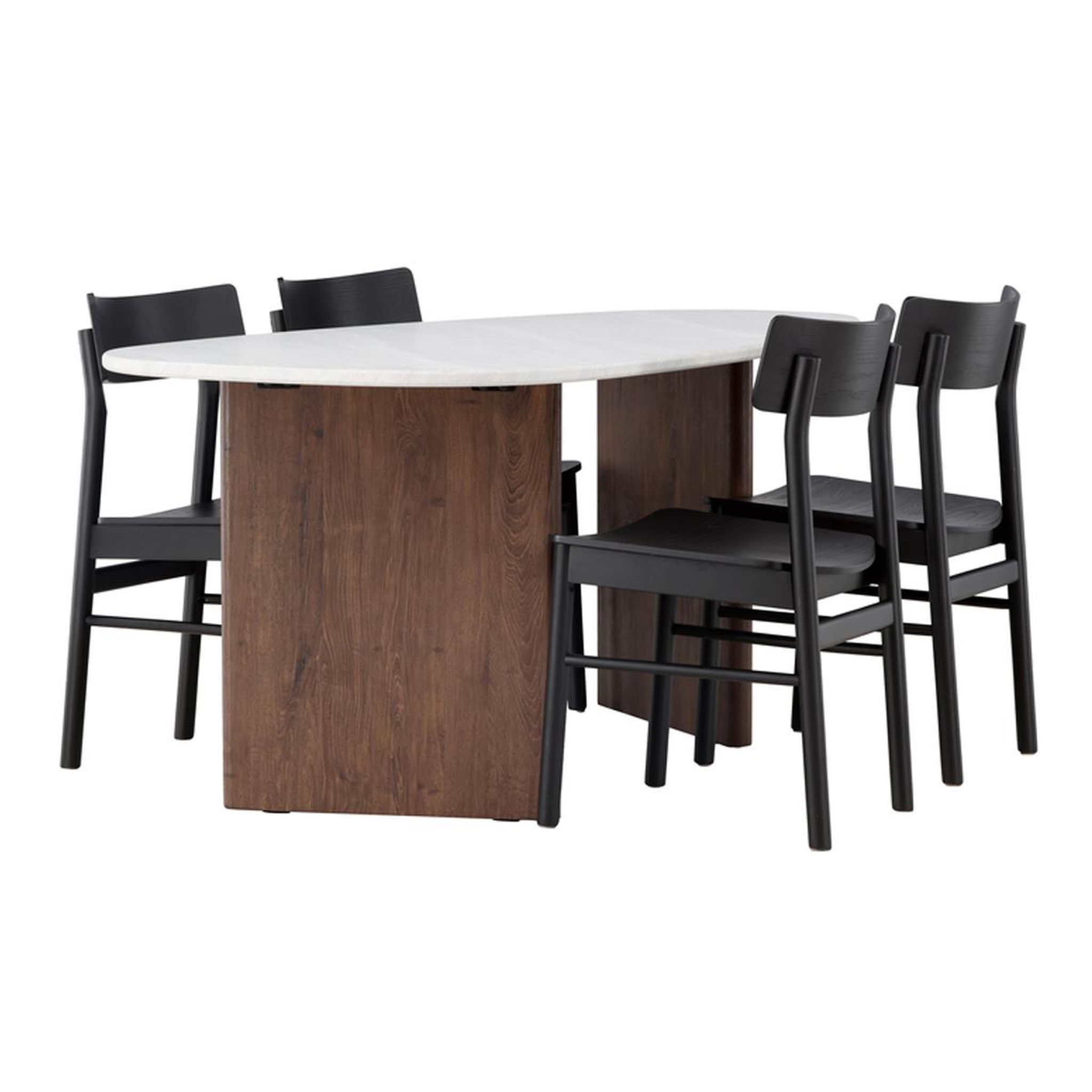 Paris Prix Ensemble table à manger & 4 chaises  gronvik & montros  180cm gris clair & noir