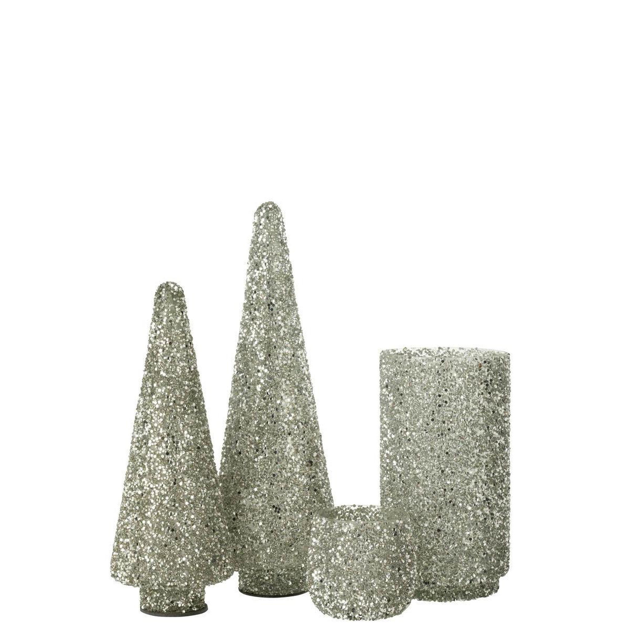 Voir la diapositive 3 : J-LINE Sapin de Noël Déco à Paillettes  Ethel  39cm Argent