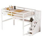 MERAX Lit mezzanine 140x200 cm coloris blanc pin