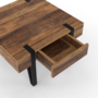 Voir la diapositive 6 : ID MARKET Table basse carrée AUSTRIA 1 tiroir bois pied épingle