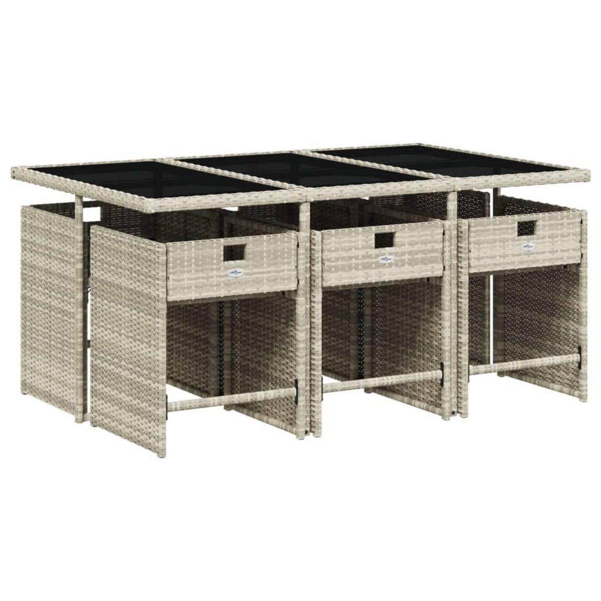 VIDAXL Ensemble a manger de jardin et coussins 7 pcs gris clair rotin
