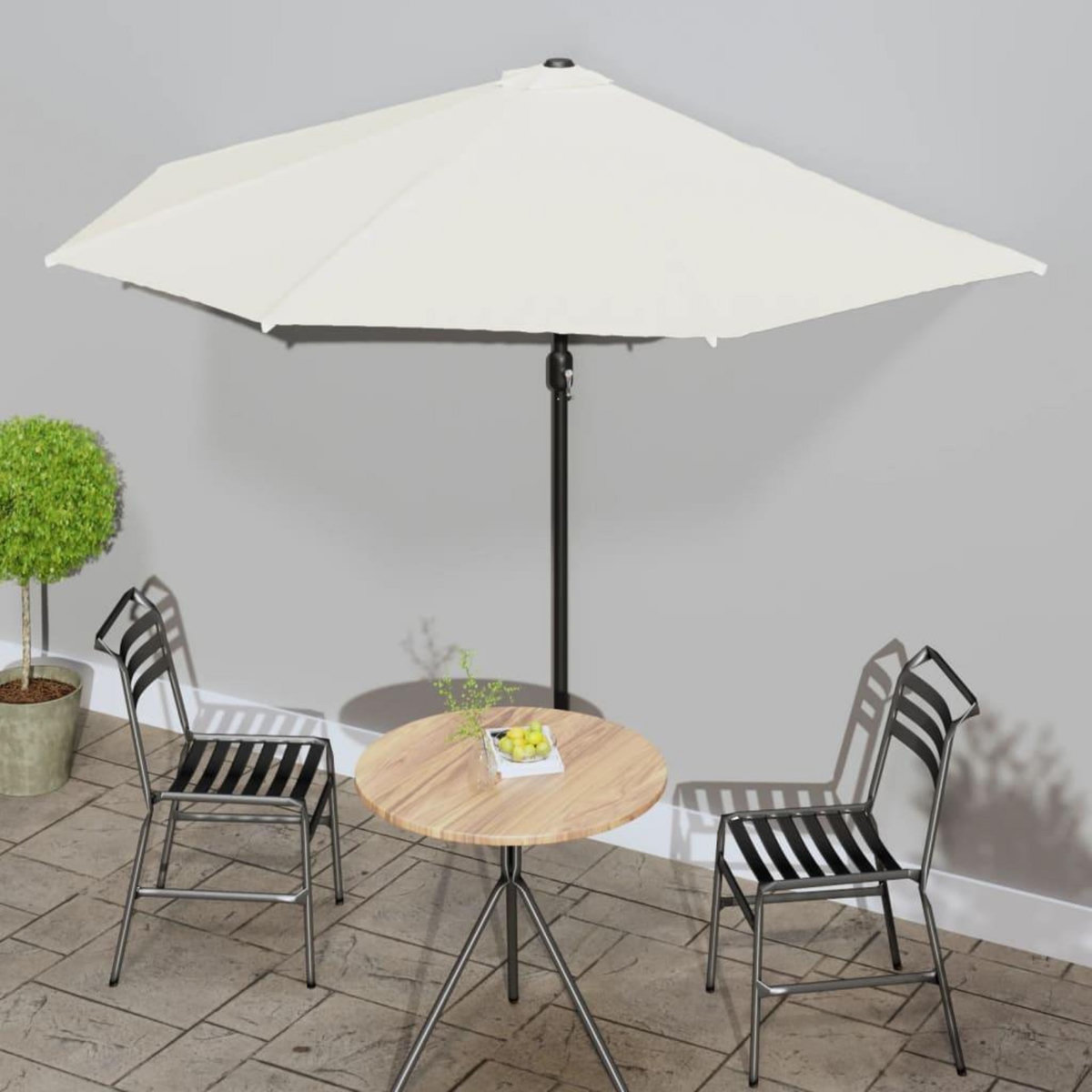 VIDAXL Parasol de balcon avec mat en aluminium Sable 300x155 cm Demi