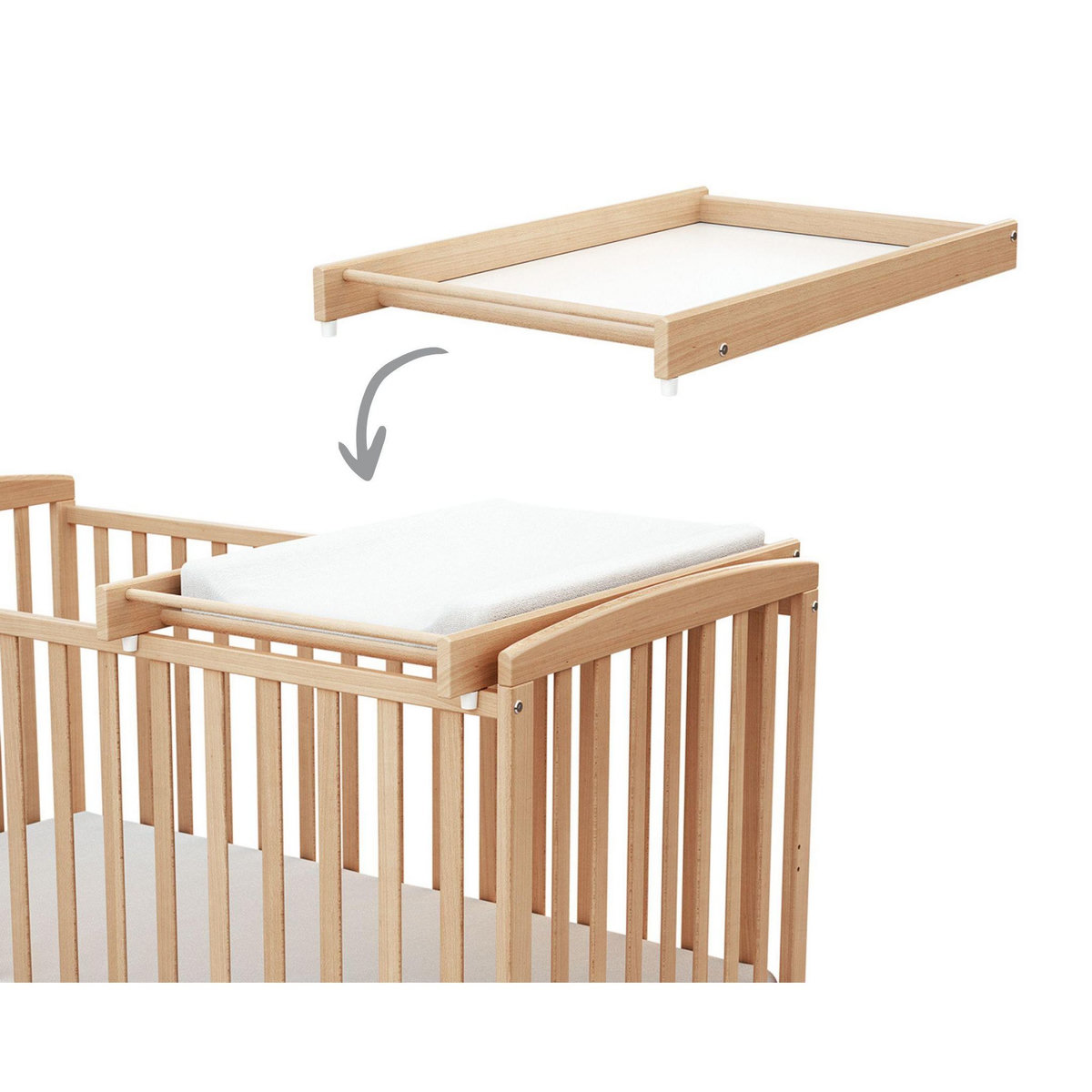 AT4 Grand plan à langer en bois amovible avec matelas ESSENTIEL
