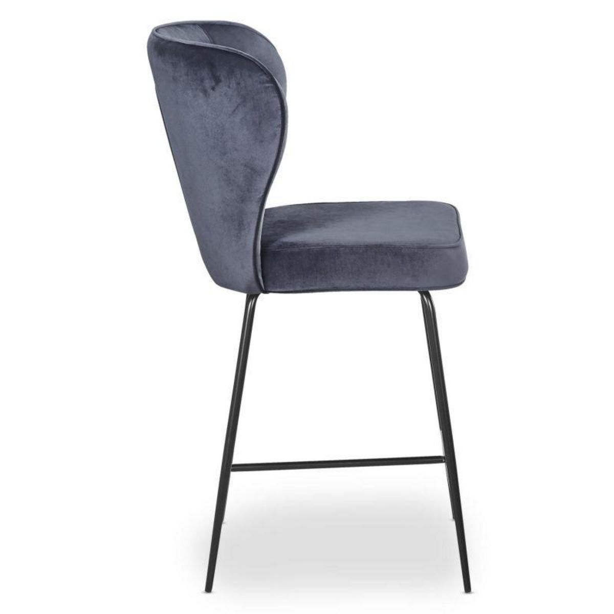 Paris Prix Chaise de Bar Velours Design  Elsa  100cm Gris