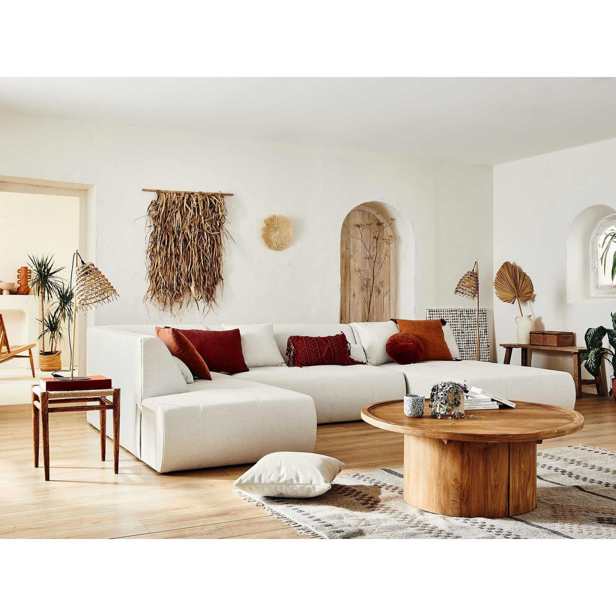 LISA DESIGN Onyx - canapé modulable panoramique d'angle gauche 7 places - en tissu