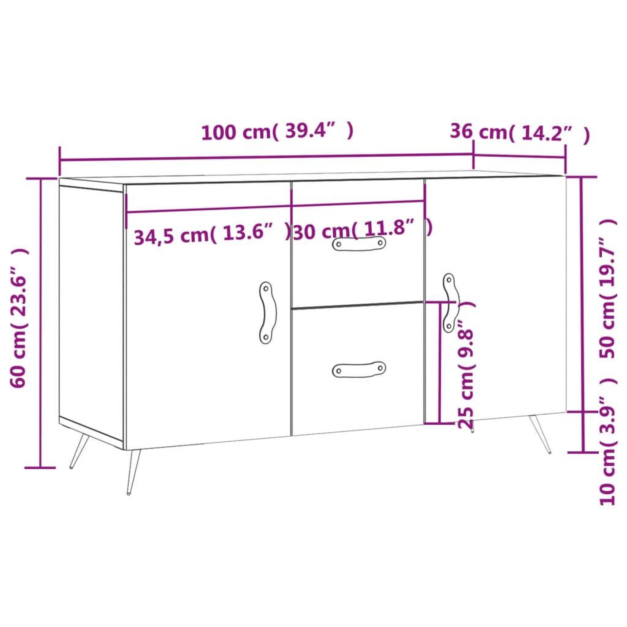 Voir la diapositive 6 : VIDAXL Buffet sonoma gris 100x36x60 cm bois d'ingenierie