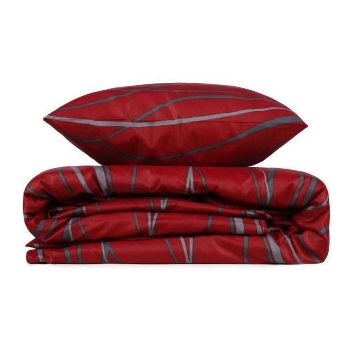GENERIQUE Parure de lit - 1 housse de couette 220 x 240 cm + 2 taies d'oreiller 60 x 60 cm - 65% coton, 35% polyester - Rouge