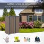 Voir la diapositive 5 : OUTSUNNY Abri de jardin - remise pour outils - cabanon porte verrouillable - dim. 142L x 84l x 189H cm - tôle d'acier marron blanc