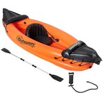 OUTSUNNY Canoé kayak gonflable 1 personne - gonfleur et rame en aluminium inclus - PVC orange noir