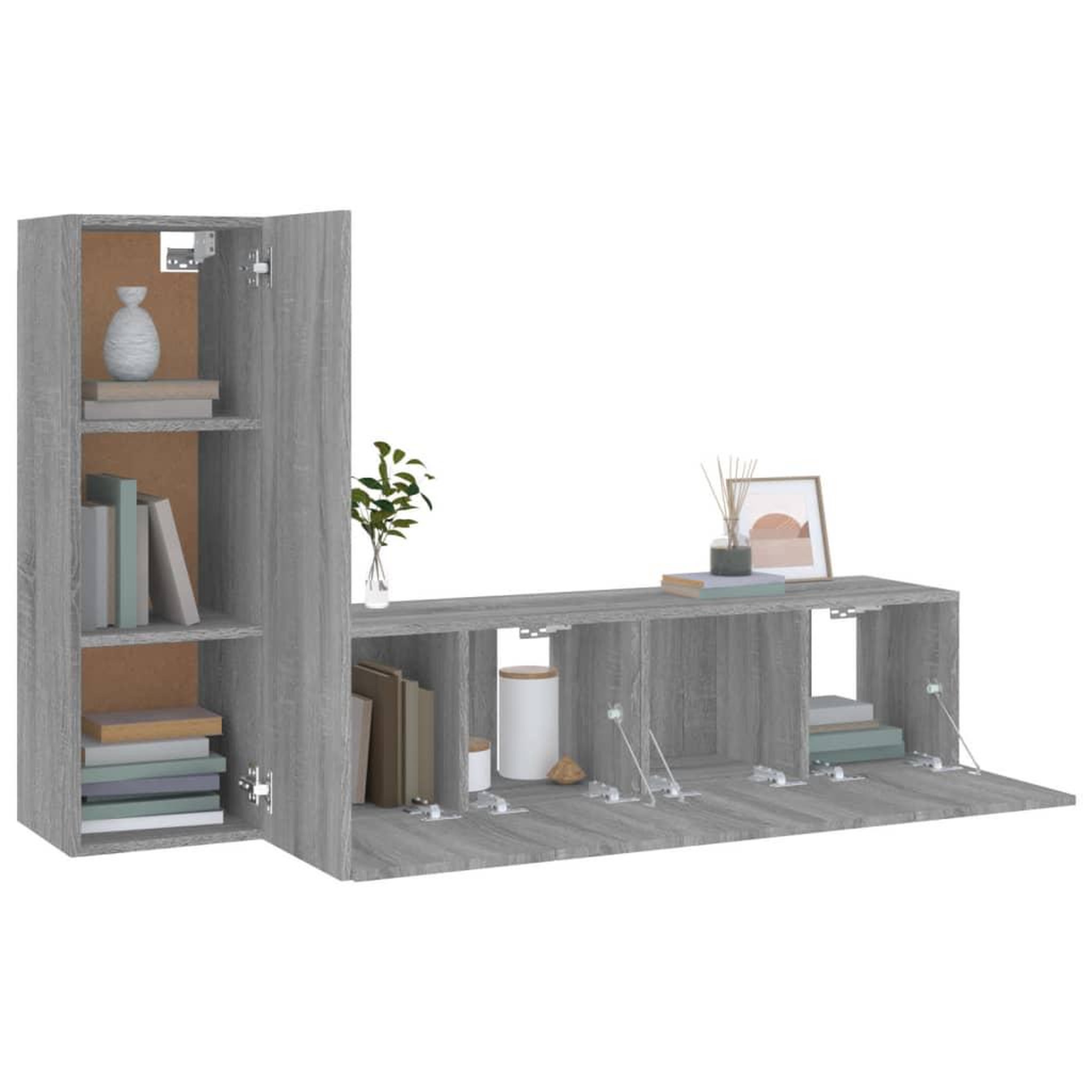 Voir la diapositive 4 : VIDAXL Ensemble de meubles TV 3 pcs Sonoma gris Bois d'ingenierie