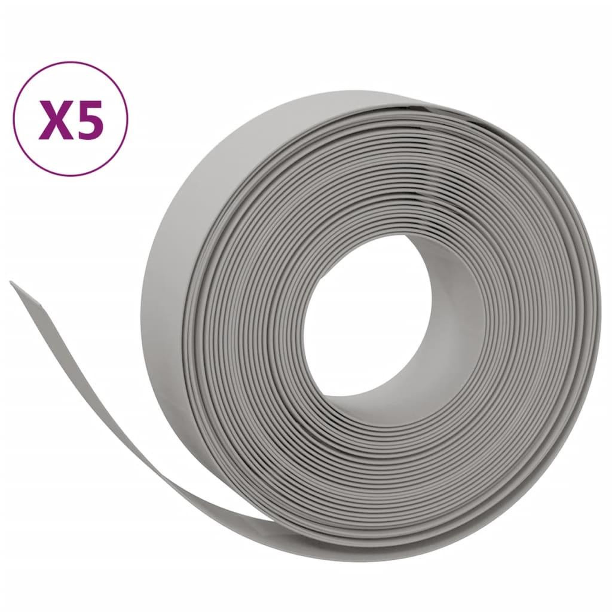 Voir la diapositive 2 : VIDAXL Bordures de jardin 5 pcs gris 10 m 15 cm polyethylene