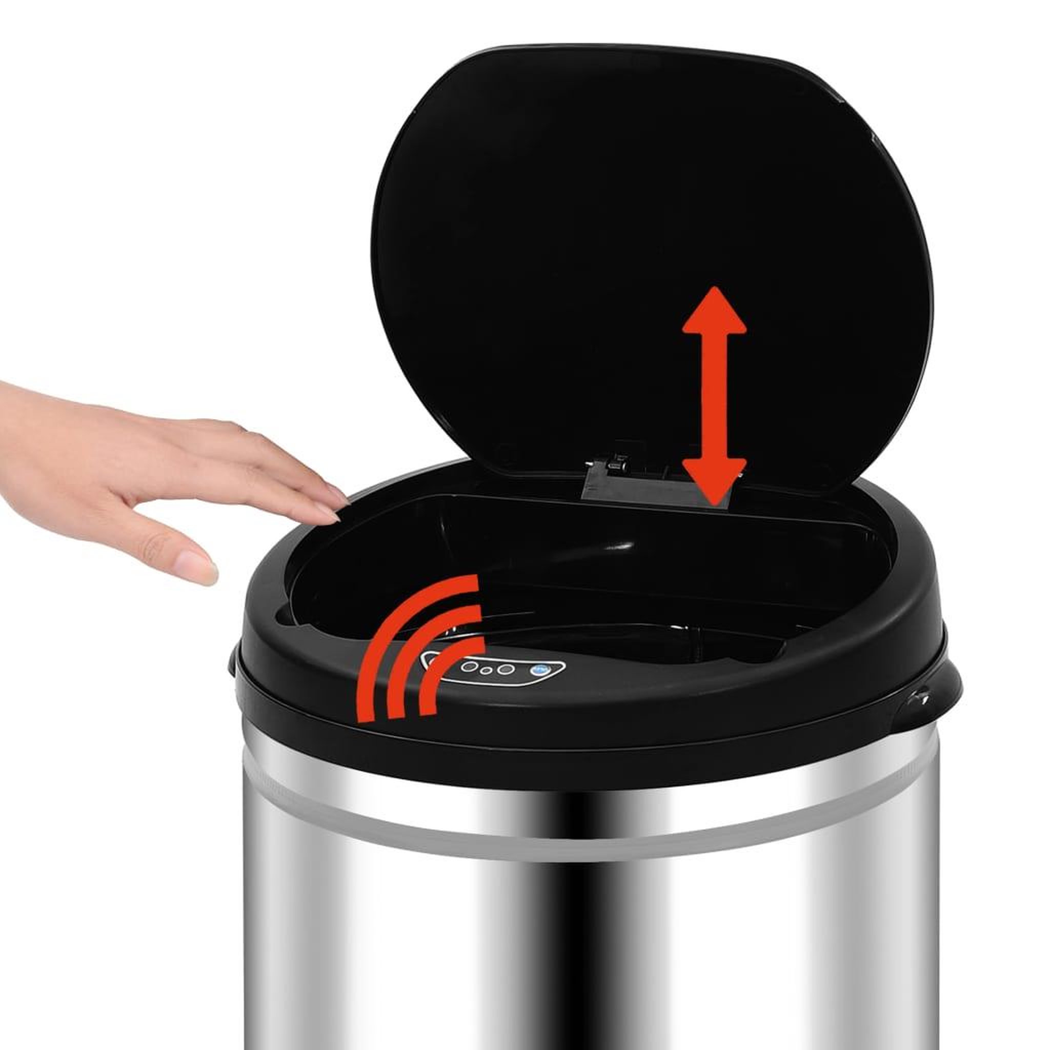 Voir la diapositive 5 : VIDAXL Poubelle a capteur automatique 40 L Acier inoxydable