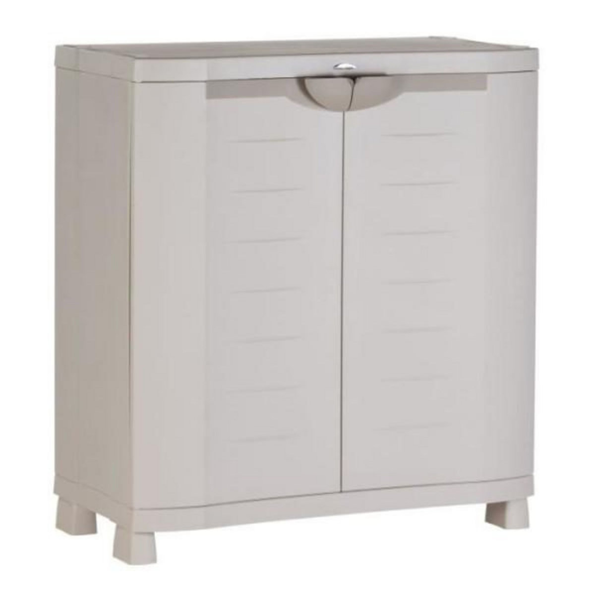 PLASTIKEN Armoire basse de rangement en résine PLASTIKEN - 2 grandes étageres - l 90 x p 45 x h 100 cm - Gamme Space SAVER