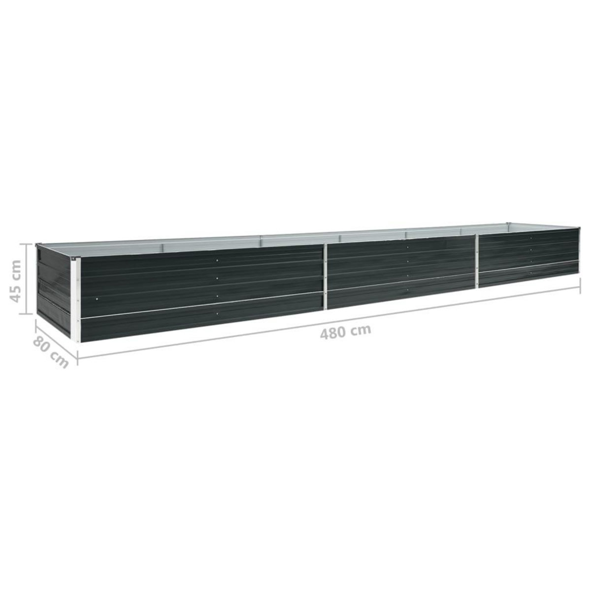 VIDAXL Lit sureleve de jardin Acier galvanise 480x80x45 cm Anthracite