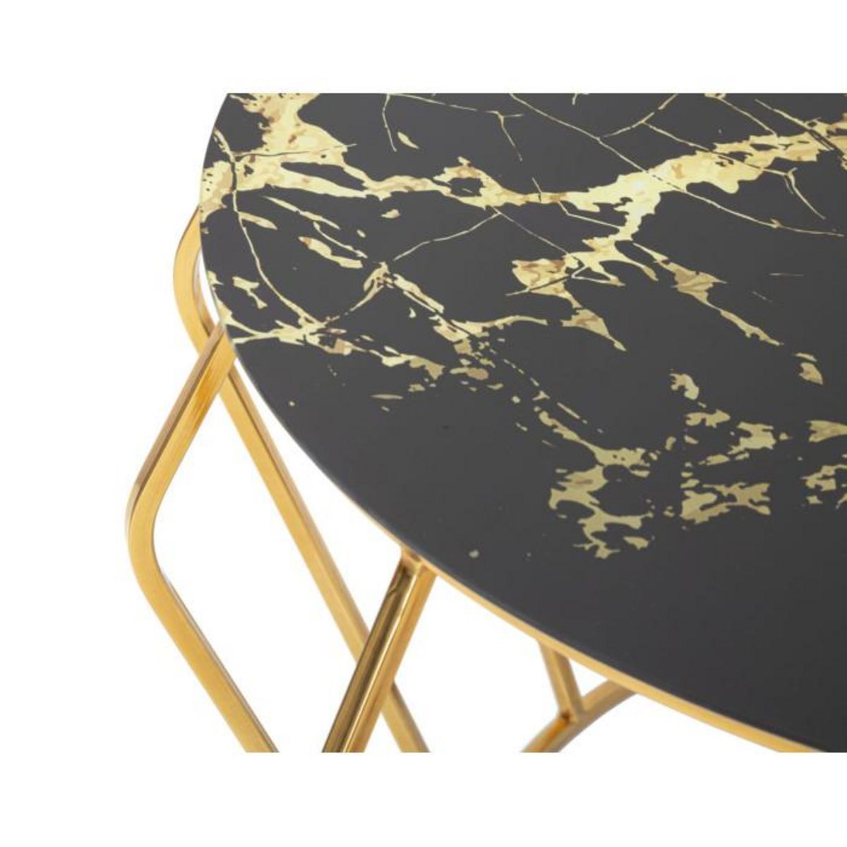 Paris Prix Table Basse Effet Marbre  History  78cm Noir & Or