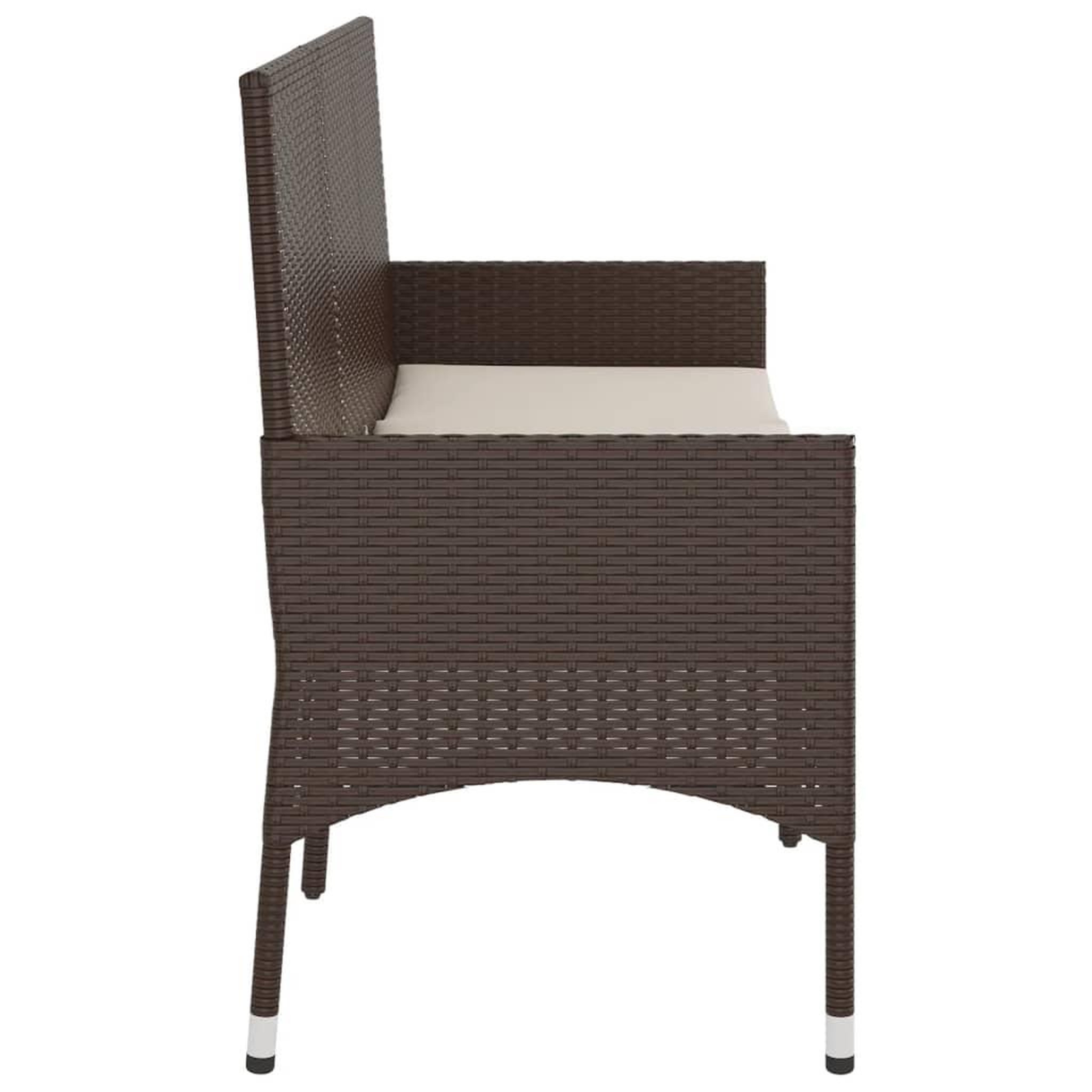 Voir la diapositive 5 : VIDAXL Banc de jardin a 3 places avec coussins Marron Resine tressee