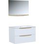 Voir la diapositive 1 : Ensemble meuble de salle de bain bloc 2 tiroirs avec vasque encastrée et miroir L80 cm HAPPY