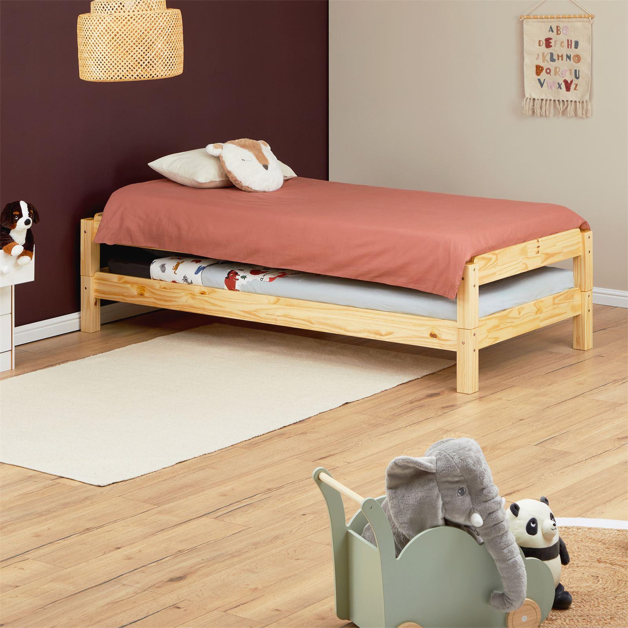 Voir la diapositive 3 : IDIMEX Lot de 2 lits superposables 80x190 cm RINO en pin massif
