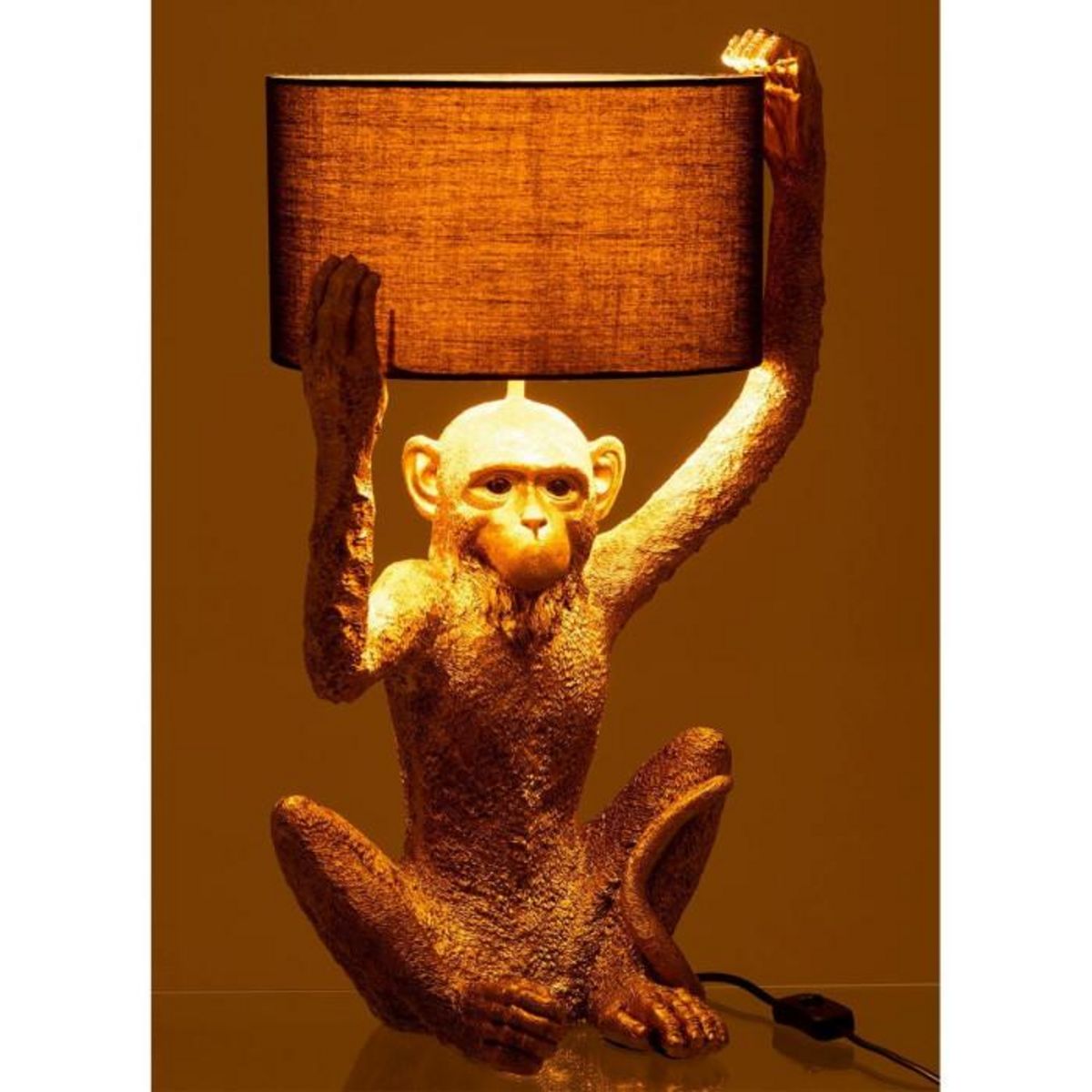 Paris Prix Lampe à Poser Design  Singe  58cm Or & Noir