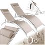 Voir la diapositive 1 : tectake Lot de 2 transats de jardin en acier avec assise en textilène beige