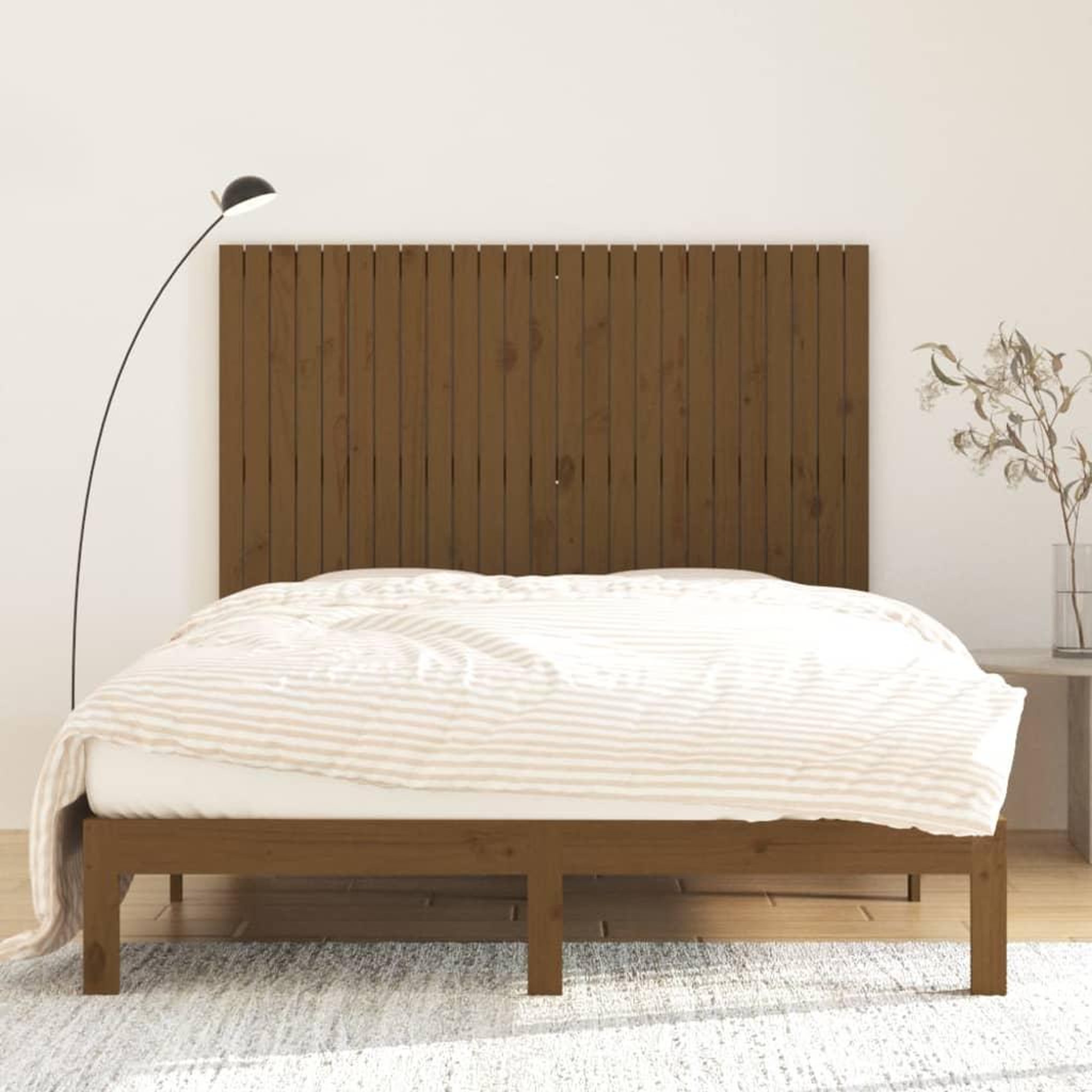 Voir la diapositive 3 : VIDAXL Tete de lit murale Marron miel 159,5x3x110cm Bois massif de pin