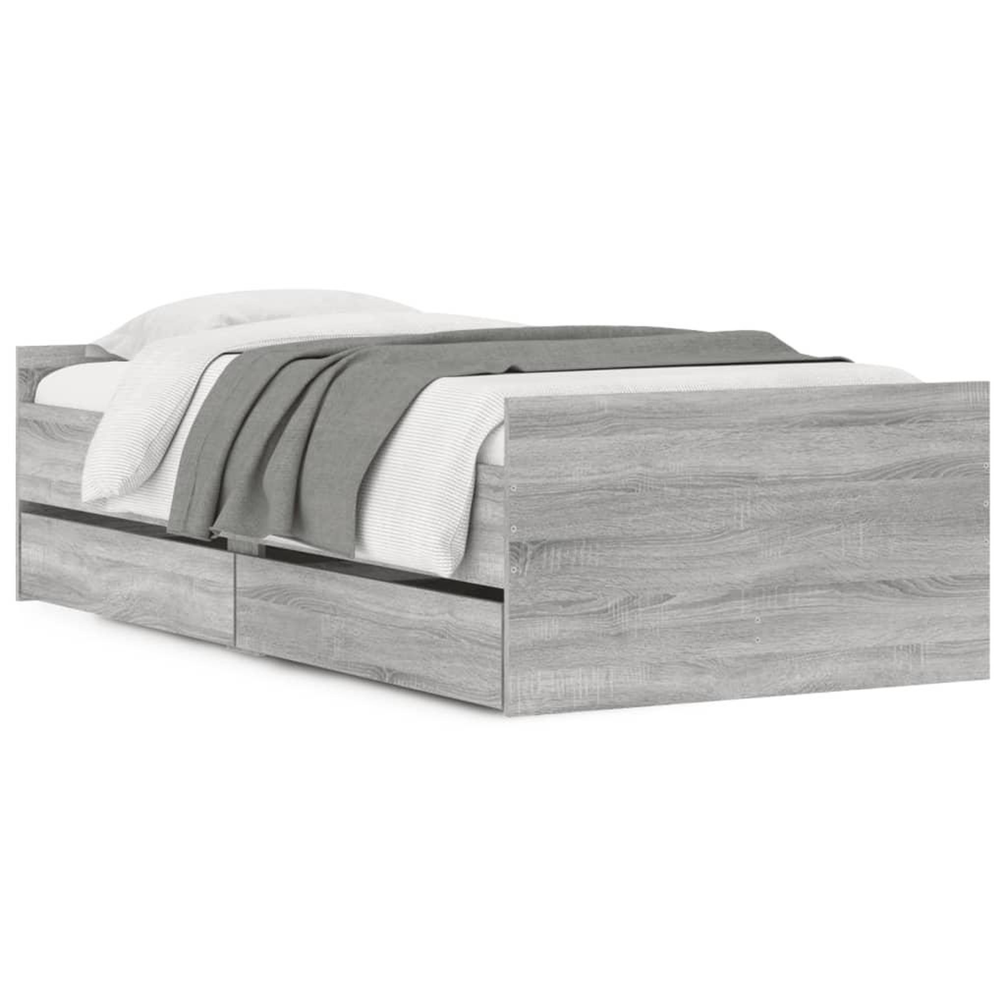 Voir la diapositive 2 : VIDAXL Cadre de lit avec tiroirs sans matelas sonoma gris 90x200 cm
