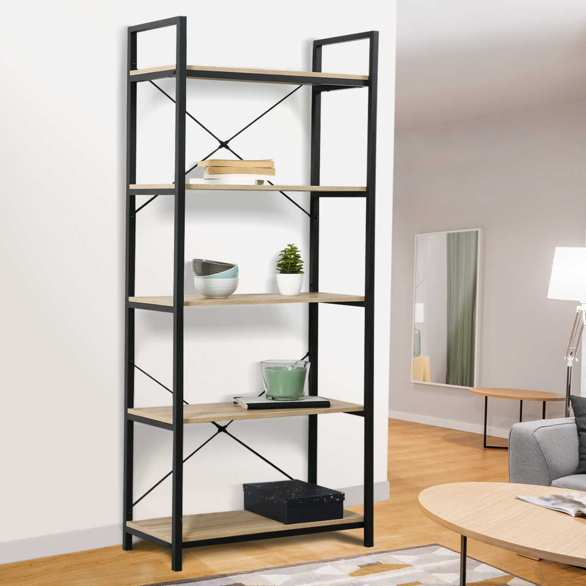 ID MARKET Etagère 5 niveaux DETROIT design industriel 170 cm