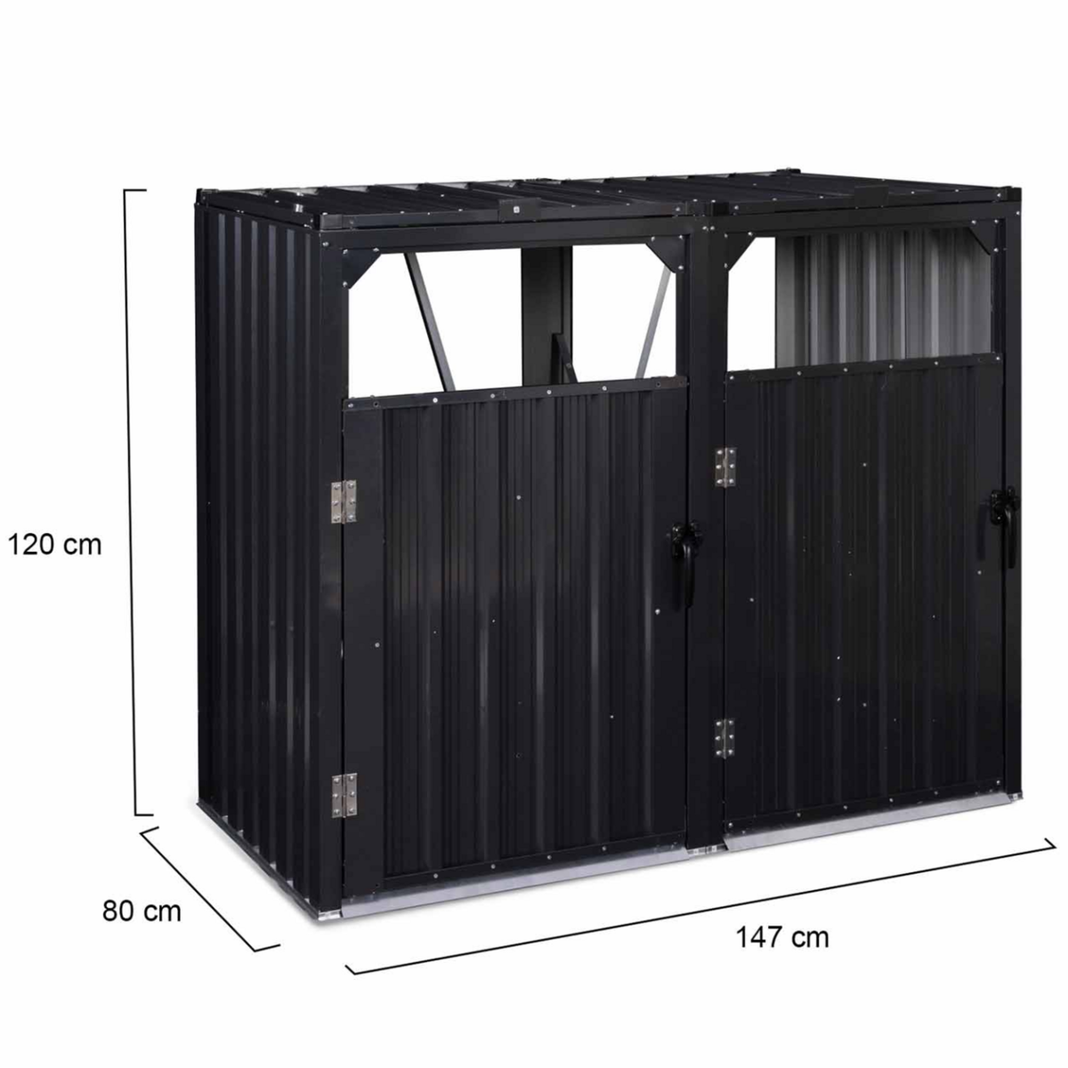 ID MARKET Cache poubelle double en acier gris anthracite