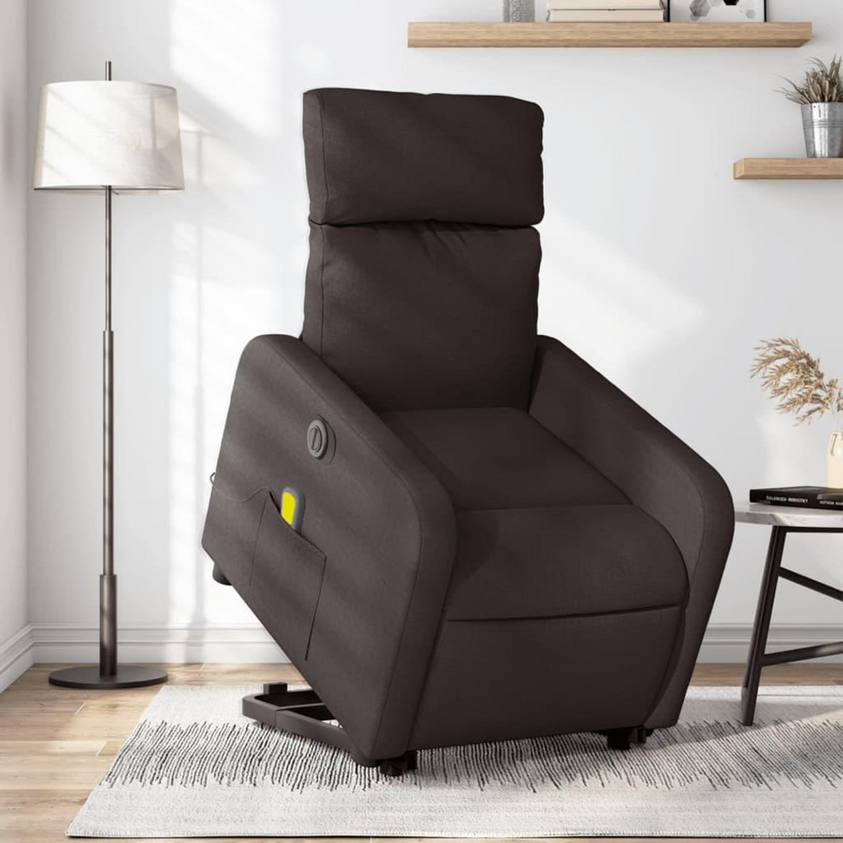 VIDAXL Fauteuil inclinable de massage electrique Marron fonce Tissu