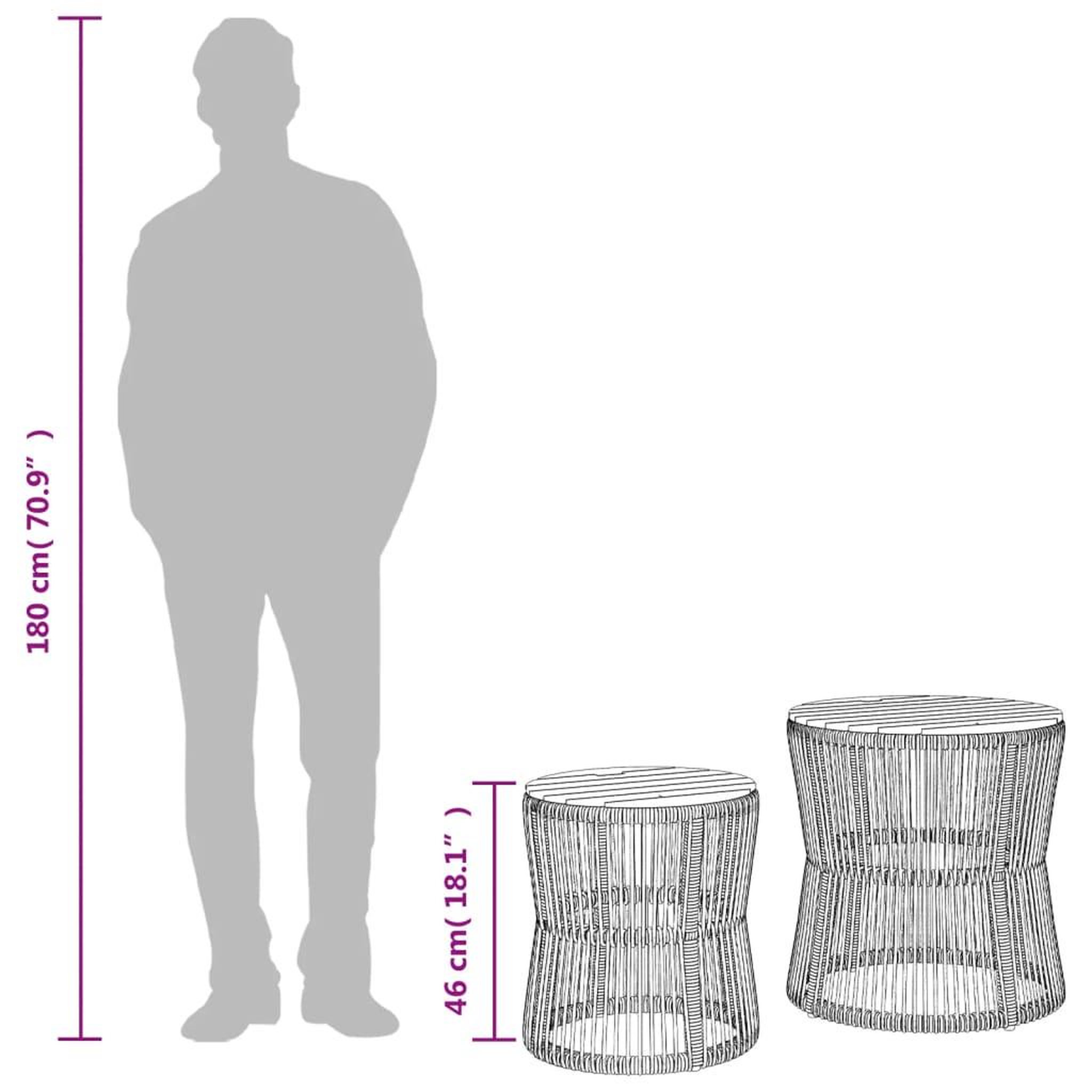 Voir la diapositive 6 : VIDAXL Tables d'appoint de jardin 2 pcs dessus en bois noir poly rotin