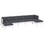 Voir la diapositive 3 : VIDAXL Salon de jardin 7 pcs avec coussins blanc bois de pin