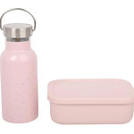 ELINELI Set goûter enfant (bouteille+boîte) - rose