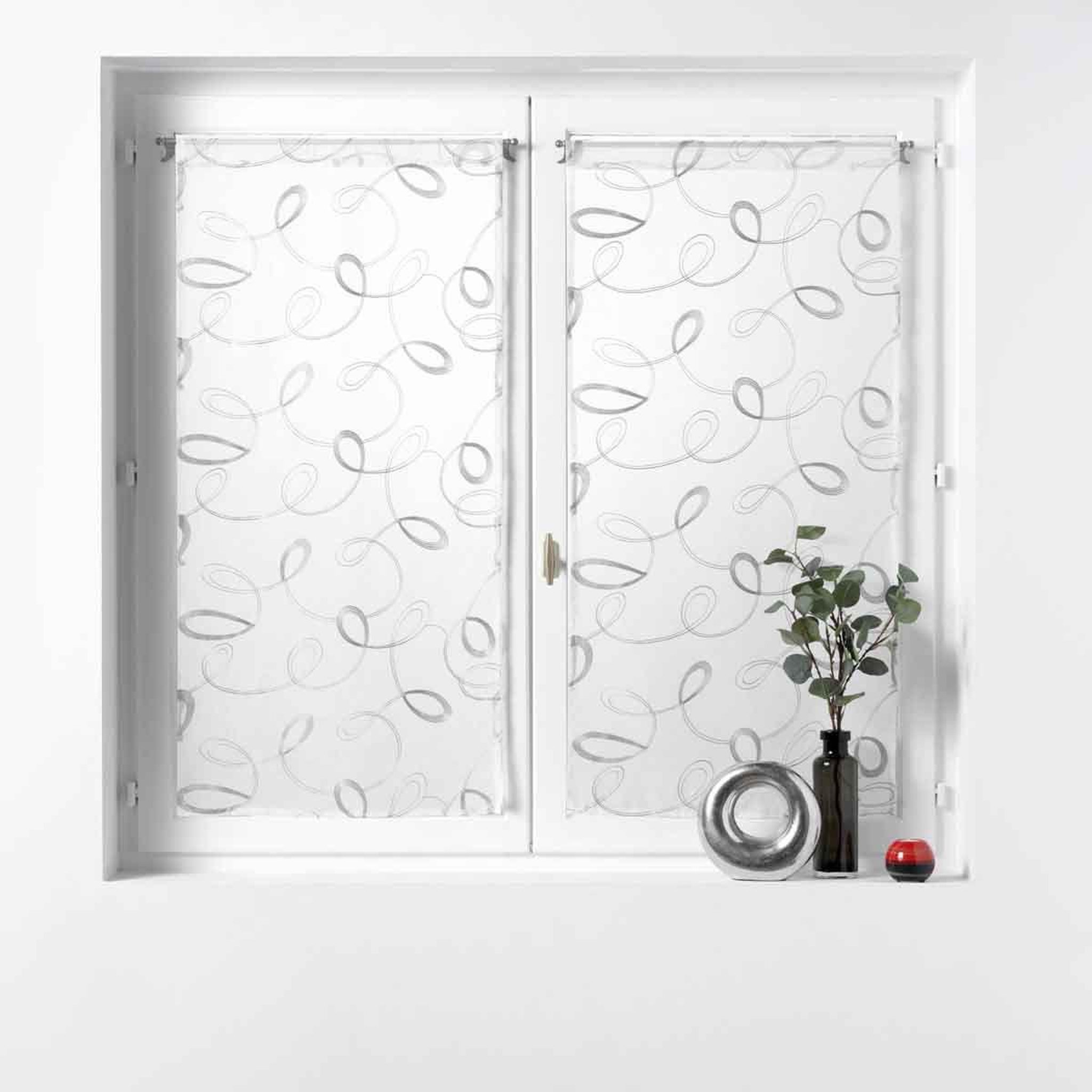 Voir la diapositive 3 : Douceur d'Intérieur Paire de voilages  hoops  60x90cm gris