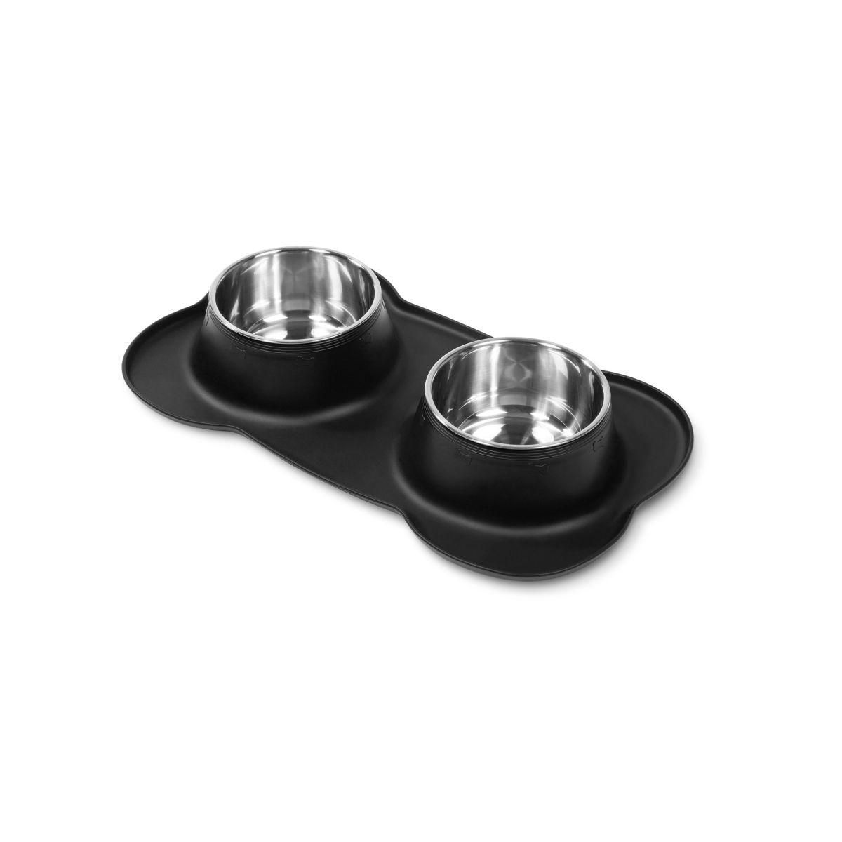 Idomya E. Double gamelle antidérapante noire
