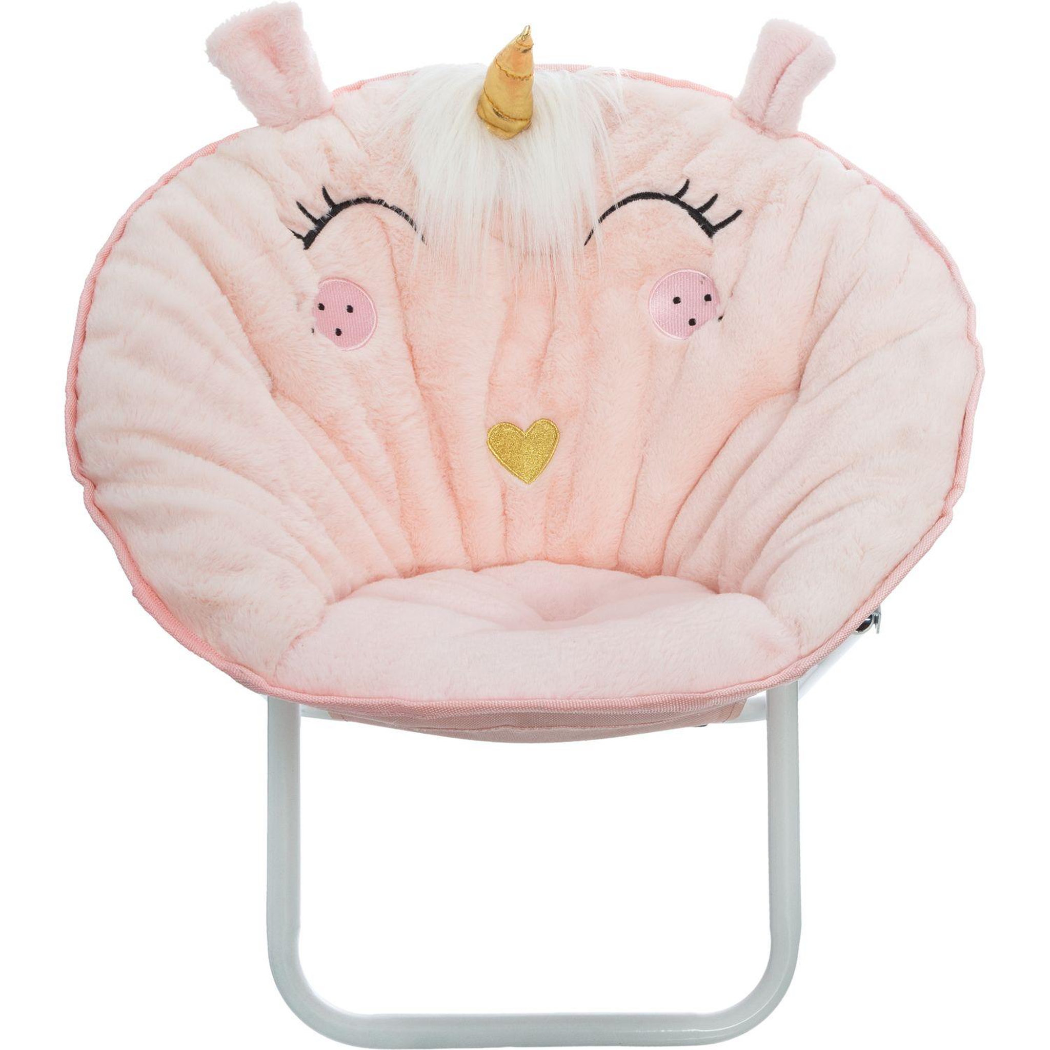 Voir la diapositive 2 : Atmosphera Kids Fauteuil loveuse enfant pliante Licorne - L. 50 x H. 50 cm - Rose