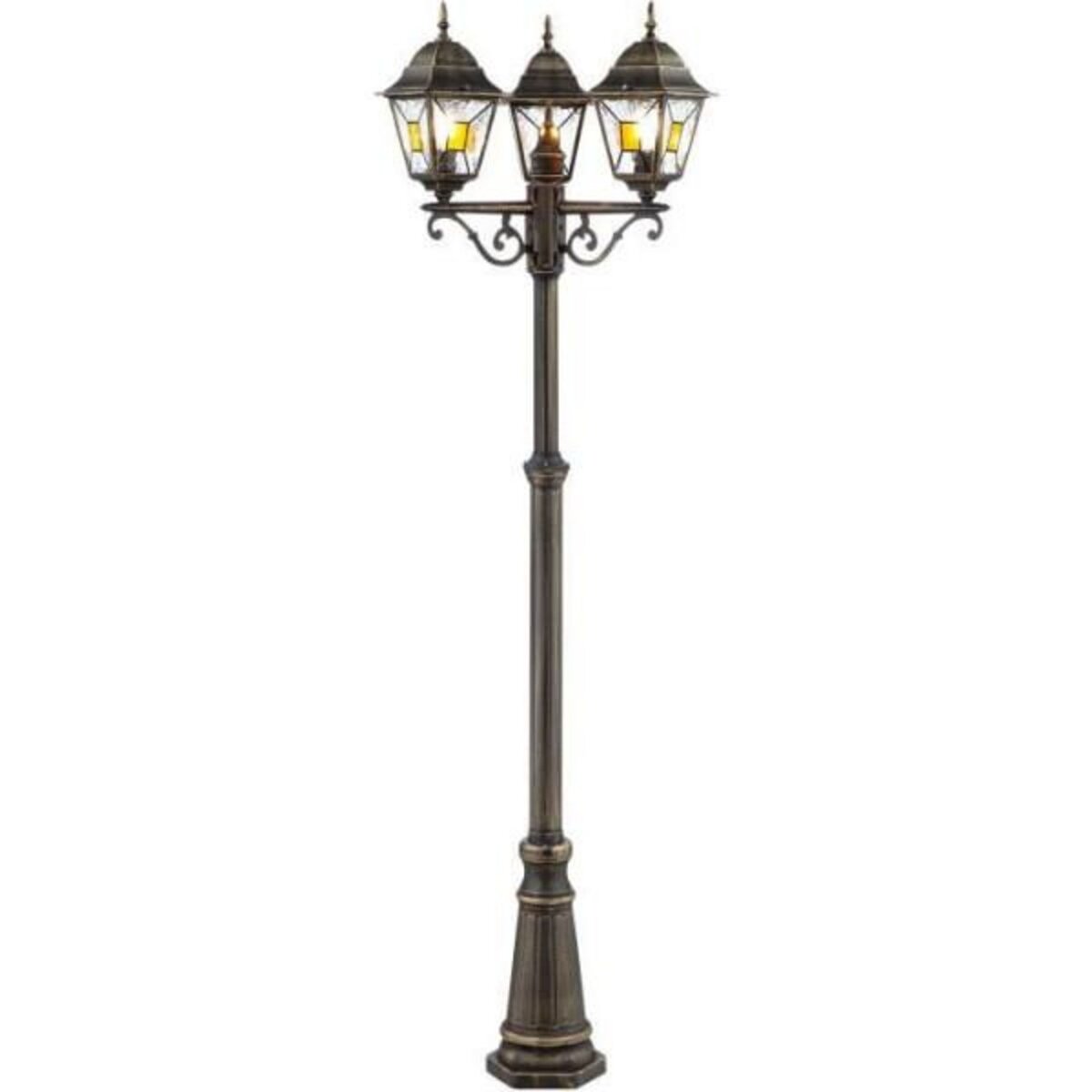 BRILLIANT Lampadaire extérieur JANEL - BRILLIANT - noir doré - métal/verre - 3x60W - IP44