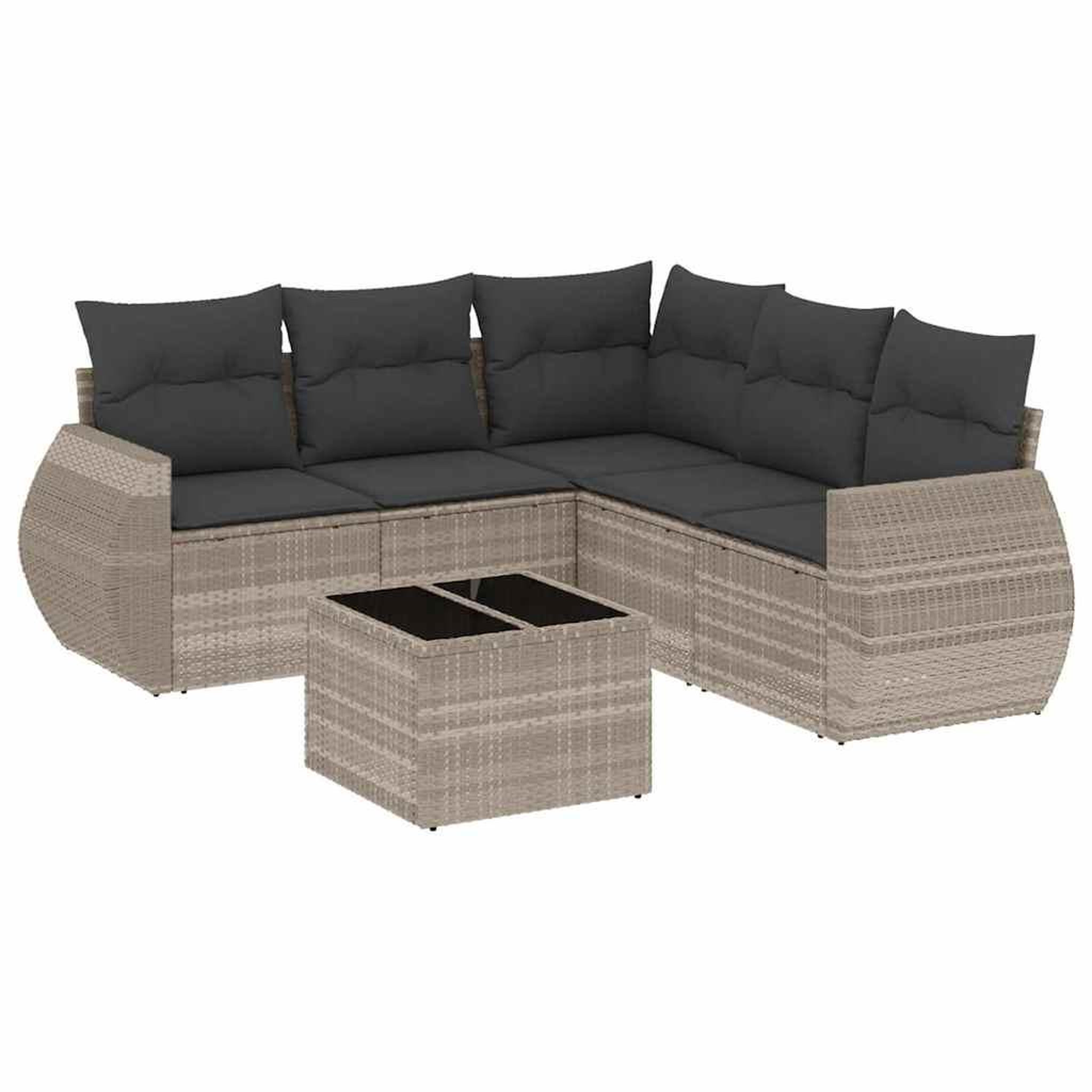 Voir la diapositive 2 : VIDAXL Salon de jardin 6 pcs avec coussins gris clair resine tressee