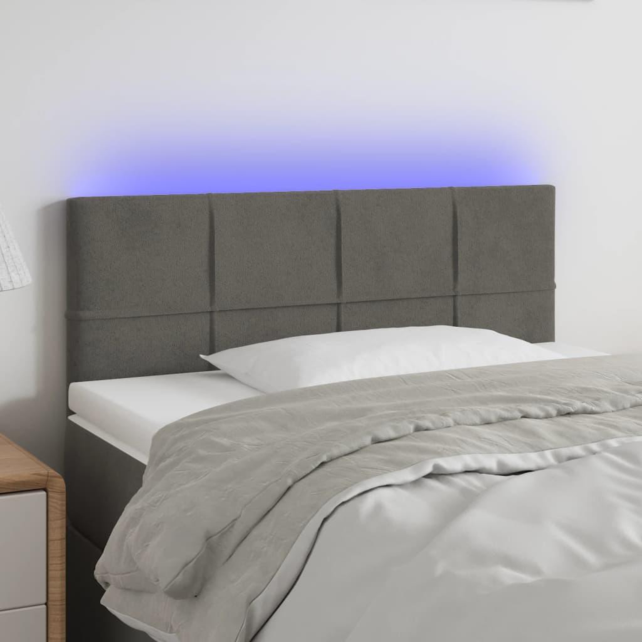 Voir la diapositive 1 : VIDAXL Tete de lit a LED Gris fonce 90x5x78/88 cm Velours
