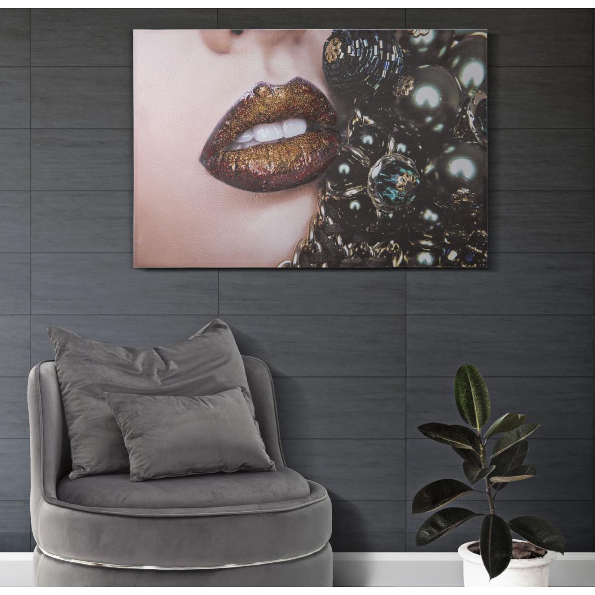 Voir la diapositive 5 : Paris Prix Toile imprimée déco  beautiful lips  80x120cm multicolore
