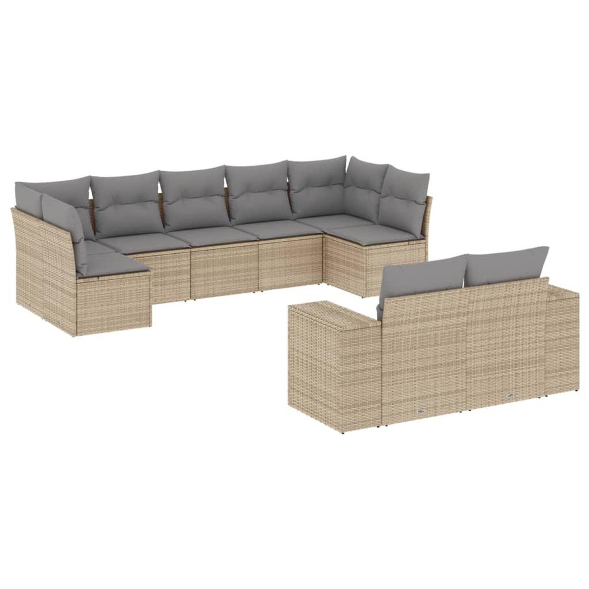 Voir la diapositive 2 : VIDAXL Salon de jardin avec coussins 9 pcs beige resine tressee