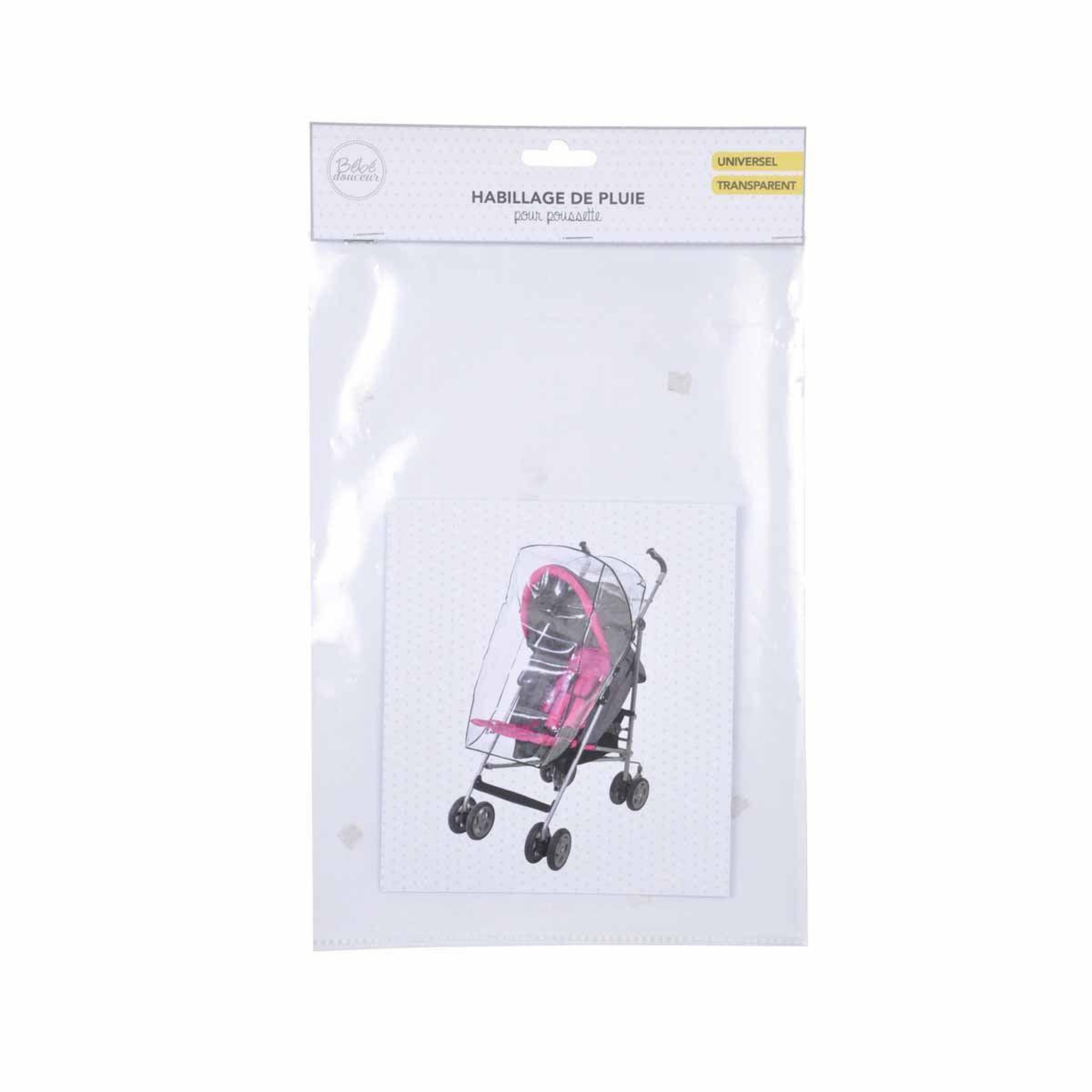 Voir la diapositive 2 : BEBE DOUCEUR Habillage de pluie  poussette  80cm transparent