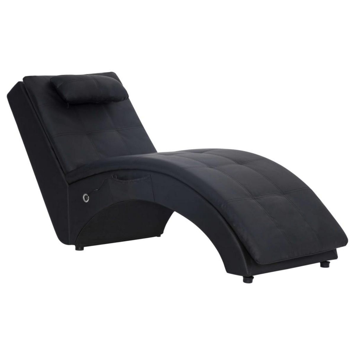 VIDAXL Chaise longue de massage avec oreiller Noir Similicuir